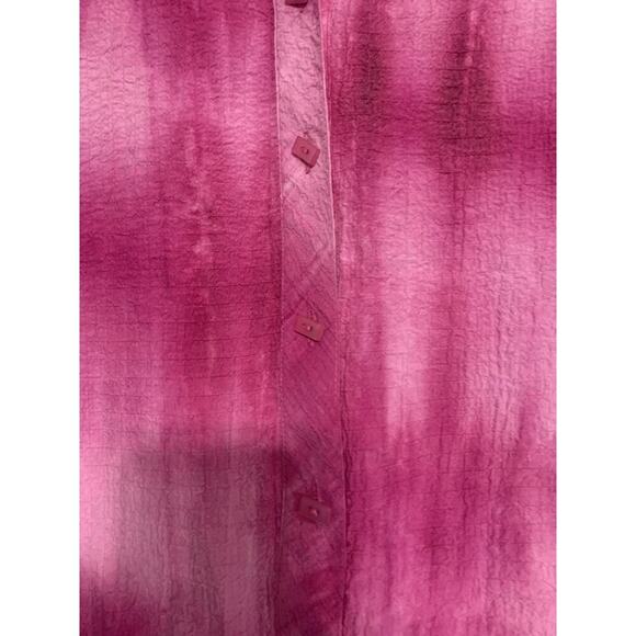 Ali Miles Pink Tie Dye Cool Buttons Button Up Tunic Top 1X - Picture 3 of 8